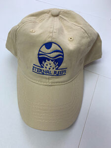 Eternal Reefs tan hat with blue logo